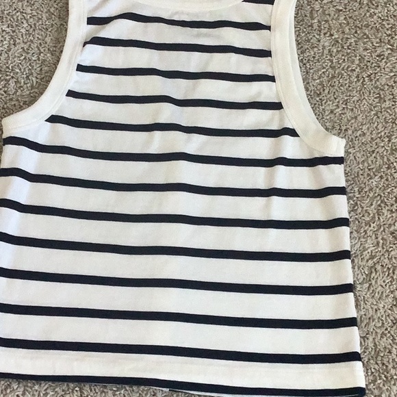 🌿LOFT White and Navy Striped Button Down Shirt - Picture 4 of 7